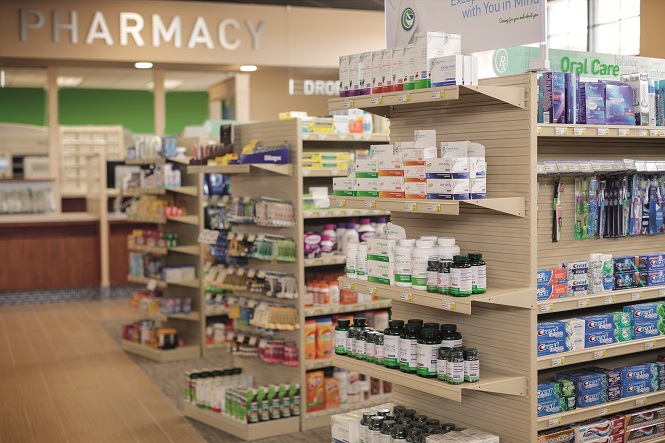 Interior of pharmacy endcap and layout